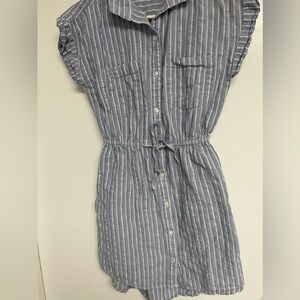 Blue and white vertical stripe dress